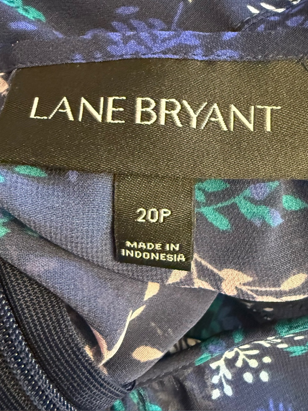 Lane Bryant Navy Blue Floral Chiffon Midi Dress Women's Plus Size 20P Smocked - Picture 16 of 16